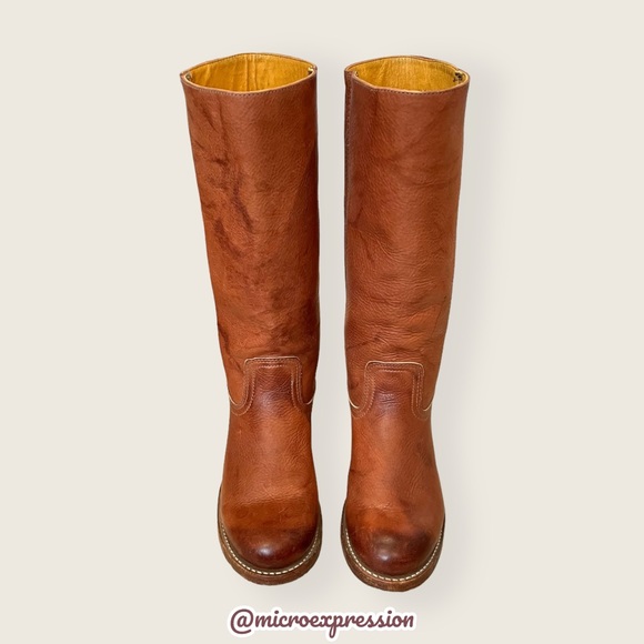 Frye Campus 14L Saddle Cognac Leather Vintage Equestrian Square Toe Cowboy Boots - Picture 11 of 16